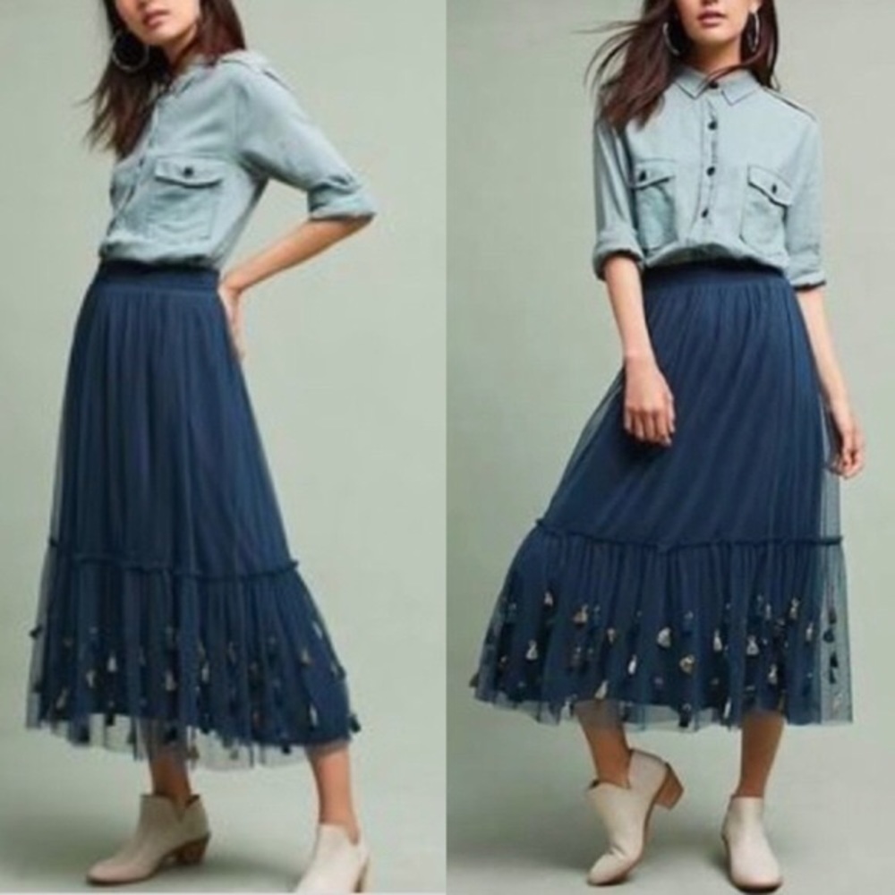 Anthropologie Maeve Masti Tassel maxi Skirt size Large